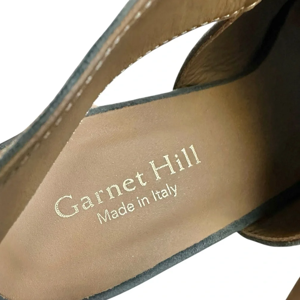 Garnet Hill Carmella Wedge Sandals Gray Suede Fringe Wedges Shoes Size 7